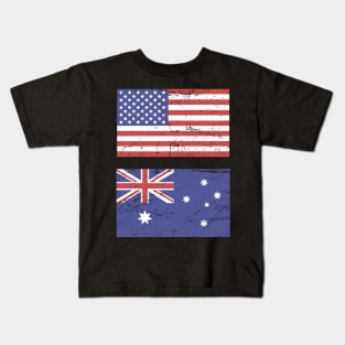 United States Flag & Australia Flag Kids T-Shirt